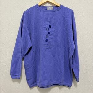 vintage periwinkle sweatshirt crewneck pullover embroidered funky 90s